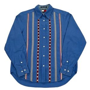 Vintage Tommy Hilfiger Women's USA Flag Stars & Stripes Button Up Shirt Size 6